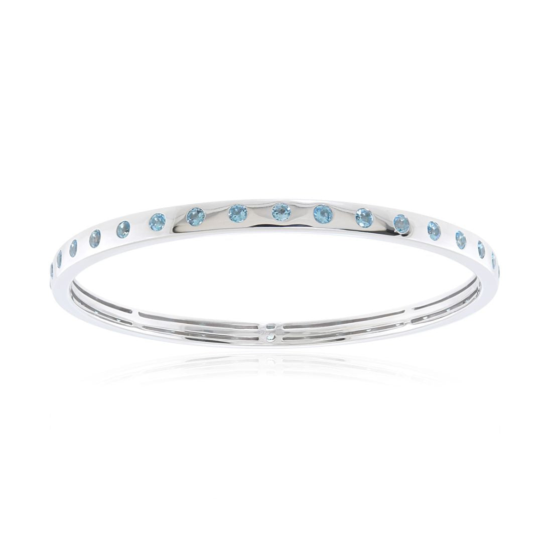Bella Bangle in Swiss Blue Topaz - Elegant Sterling Silver Bracelet for Women | Perfect for Weddings, Parties & Everyday Wear