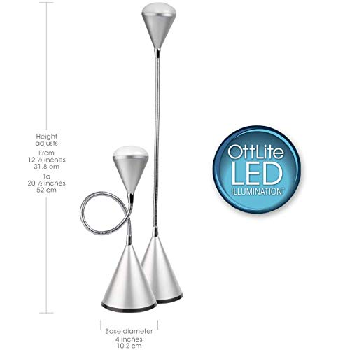 OttLite LED Cone Desk Lamp - Adjustable Brightness, Eye-Caring Light for Reading & Studying, Perfect for Home Office, Dorm Room, and Workspace (White)