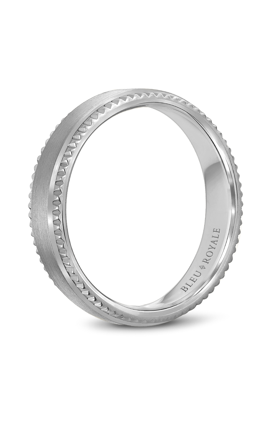 Bleu Royale Men's Wedding Band Ring RYL 028W4 - Elegant 14K White Gold Wedding Ring for Groom, Engagement & Anniversary Gift