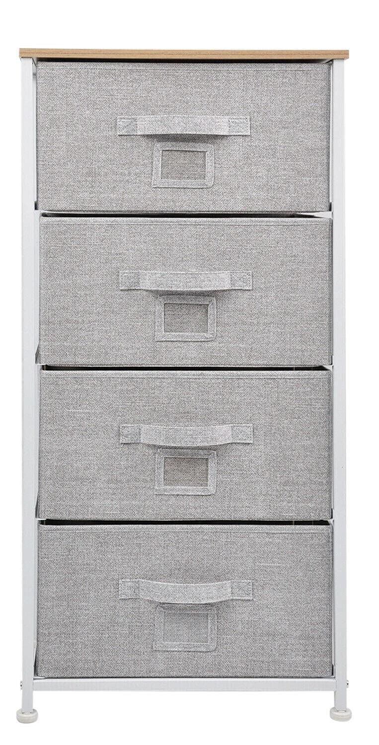 TratoKS 4-Drawer Fabric Dresser Storage Tower - Closet Organizer Unit for Bedroom & Home Decor (Grey) | Space-Saving Storage Cabinet for Clothes, Toys, or Accessories | Perfect Bedroom Furniture & Closet Organization Solution