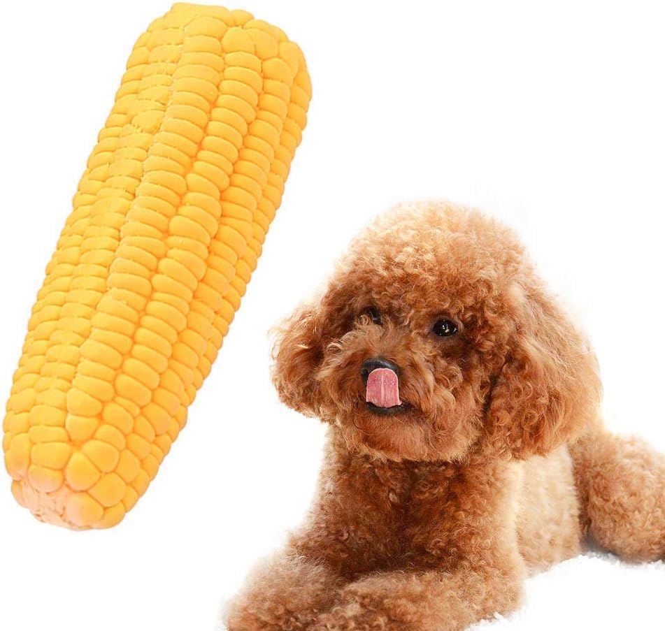 Yellow Corn-Shaped Squeaky Dog Chew Toy - Bite-Resistant Latex Puppy Toy for Small, Medium & Large Dogs | Interactive Play & Aggressive Chewers | Perfect for Fetch, Training & Teething Relief