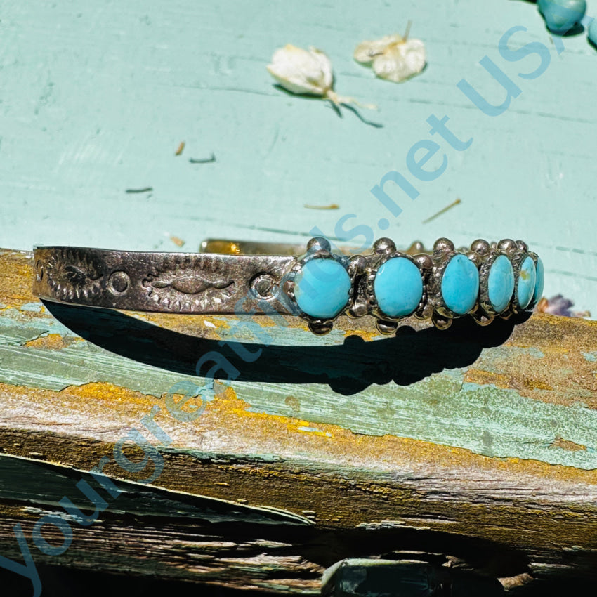 Sterling Silver Southwestern Style Turquoise Row Bracelet for Women - Handmade Native American Jewelry - Perfect for Boho Fashion, Festivals & Gift Giving