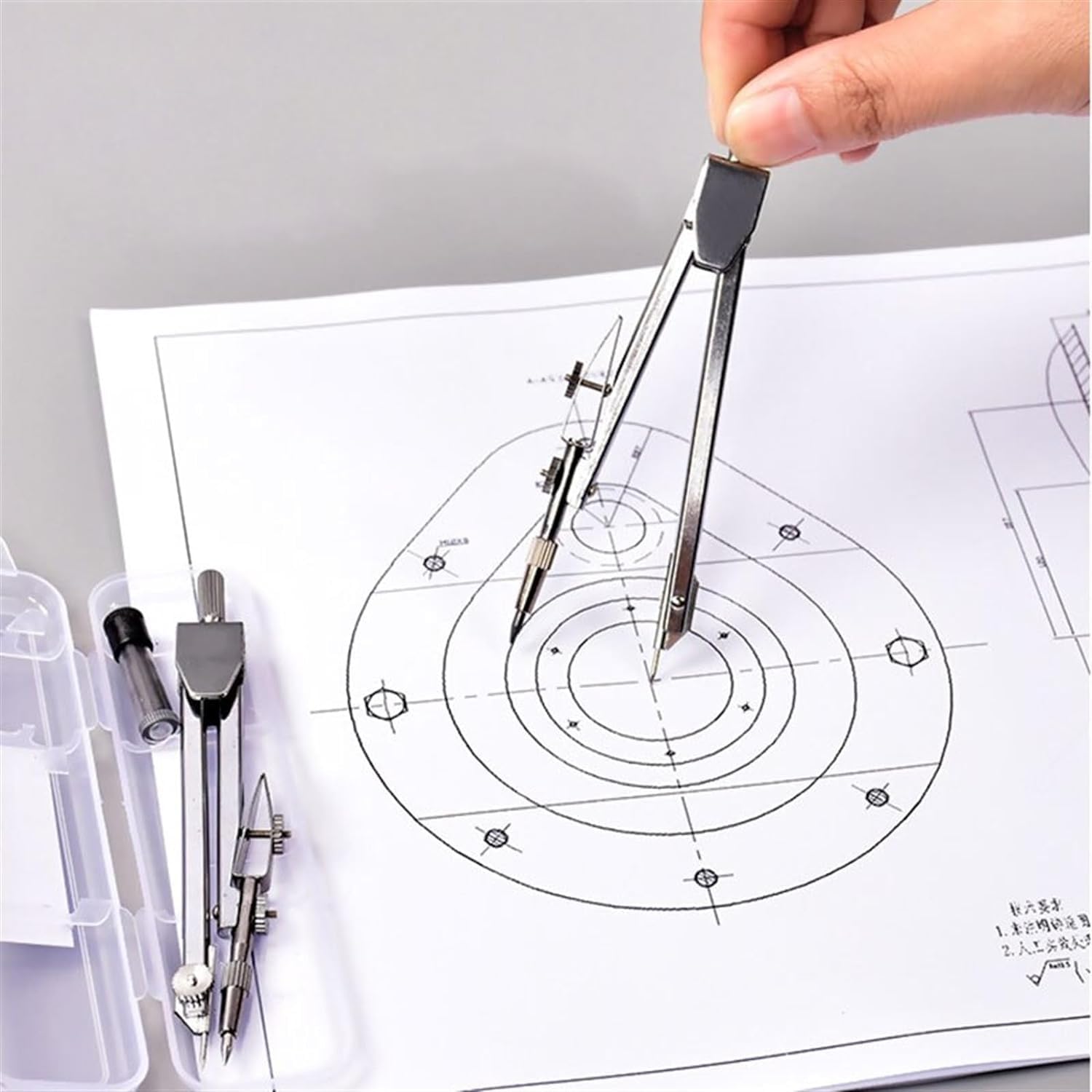Professional Math Compass Geometry Set with 2 Refill Leads & Durable Storage Case - Precision Drafting Tools for Students, Engineers, Architects - Perfect for Classroom, Technical Drawing & Engineering Design
