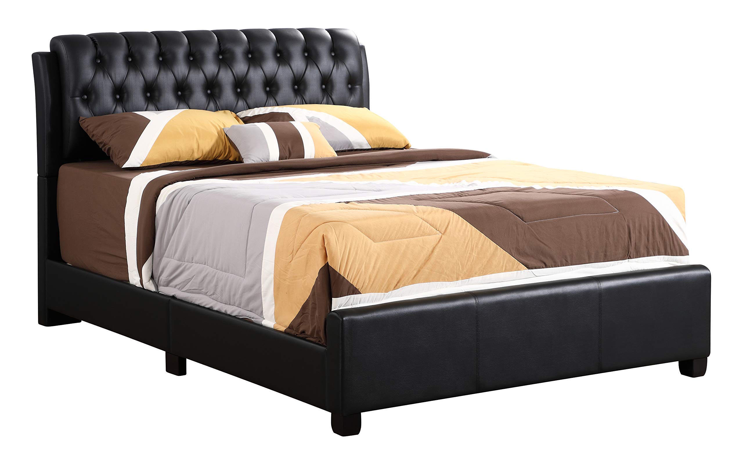 Glory Furniture Full Size Sleigh Bed Frame in Black - 2-Piece Set for Master Bedroom or Guest Room Decor