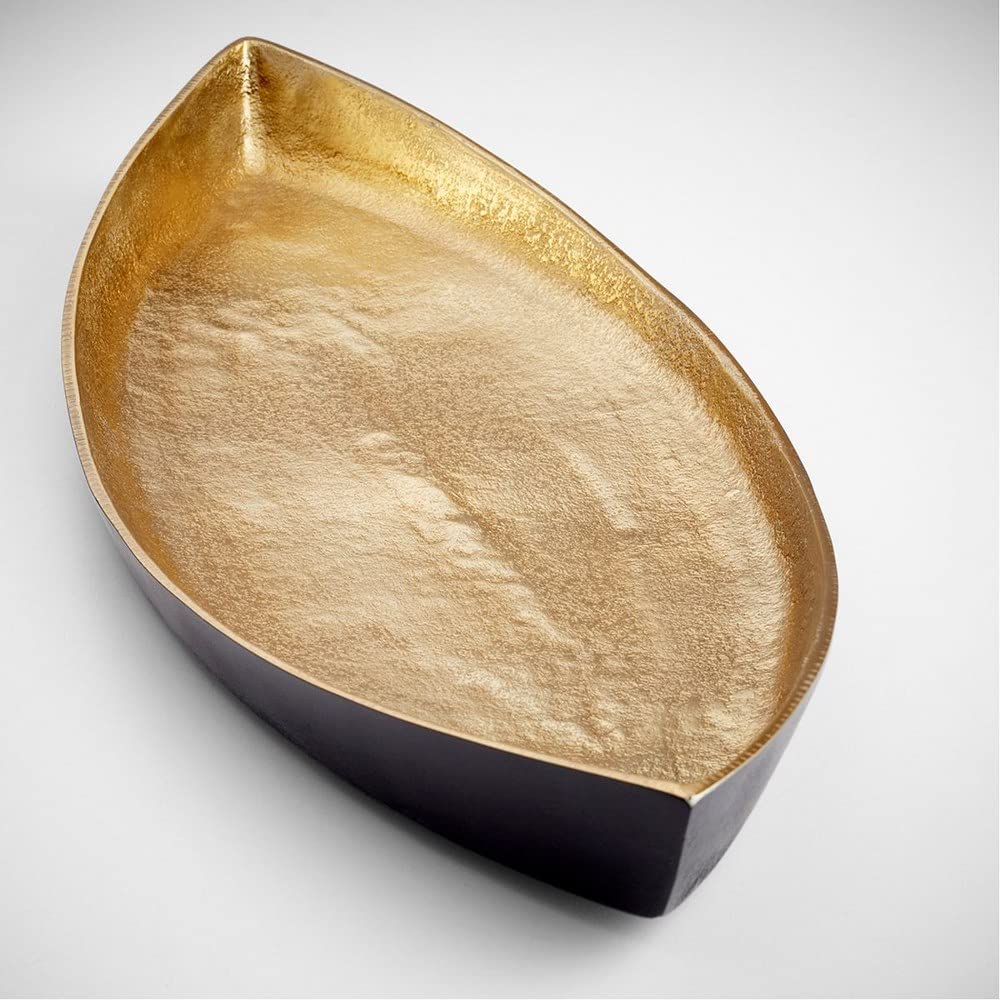 Cyan Design 10619 Alumbrar Matte Black and Gold Decorative Tray - Elegant Serving Tray for Dining, Coffee Table Decor, and Gift Giving