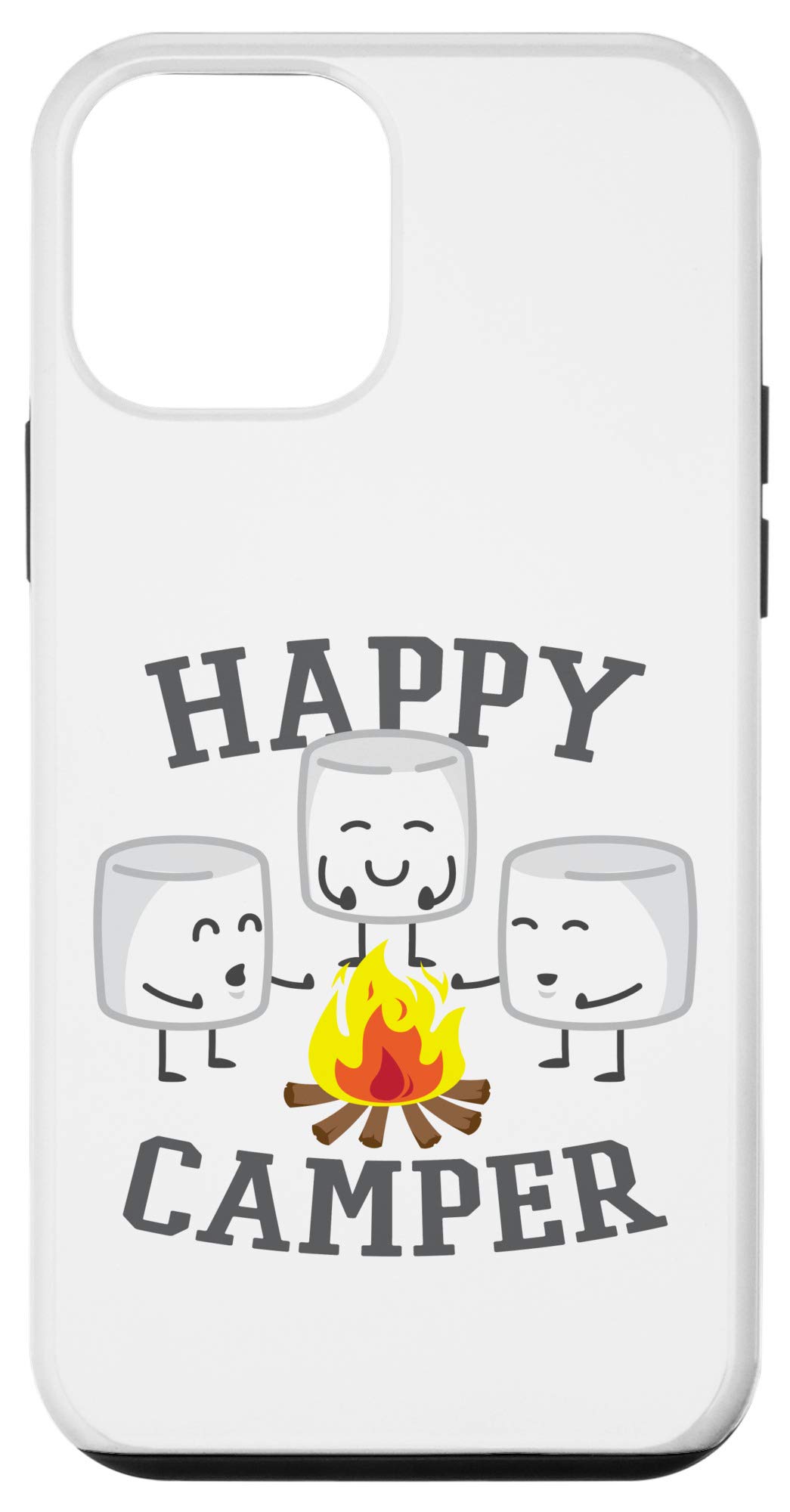 iPhone 12 Mini Case - Cute Marshmallows & Happy Camper Design | Slim Protective Cover for Everyday Use, Travel & Outdoor Adventures