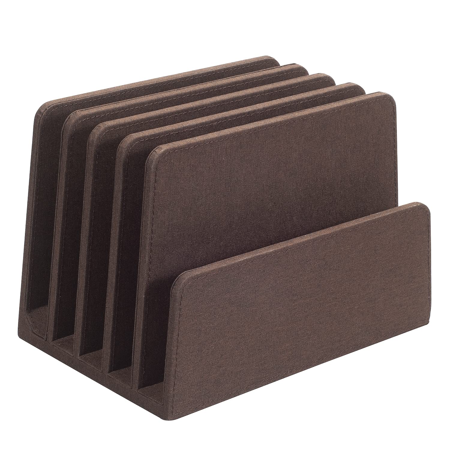 Premium Multi Device Stand & Organizer for Smartphones, Tablets & Laptops - 5 Slots, Dark Brown - Perfect for Home Office, Desk Organization & Workspace Efficiency