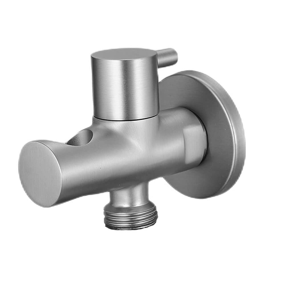 Wall Mount Handheld Shower Head Holder with Hose Connector & Shut Off Valve - Brushed Nickel Shower Wand Bracket for Bathroom, Bidet Sprayer & Toilet Accessories - Perfect for Home, RV and Mobile Use
