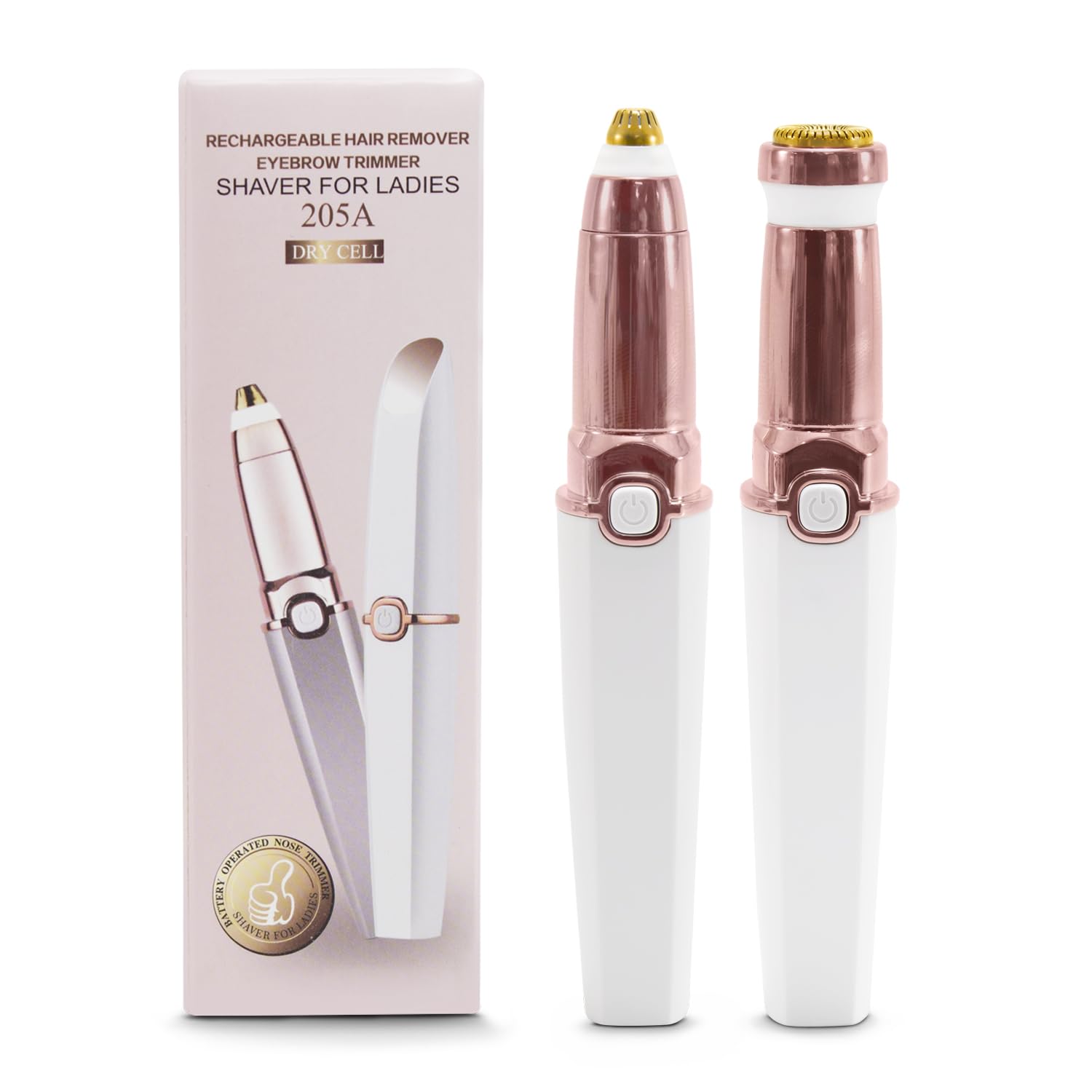Rechargeable Electric Eyebrow Trimmer with LED Light - Painless Eyebrow Shaver & Nose Hair Trimmer for Women & Men - Perfect for Travel, Home Use & Personal Grooming Kit - White