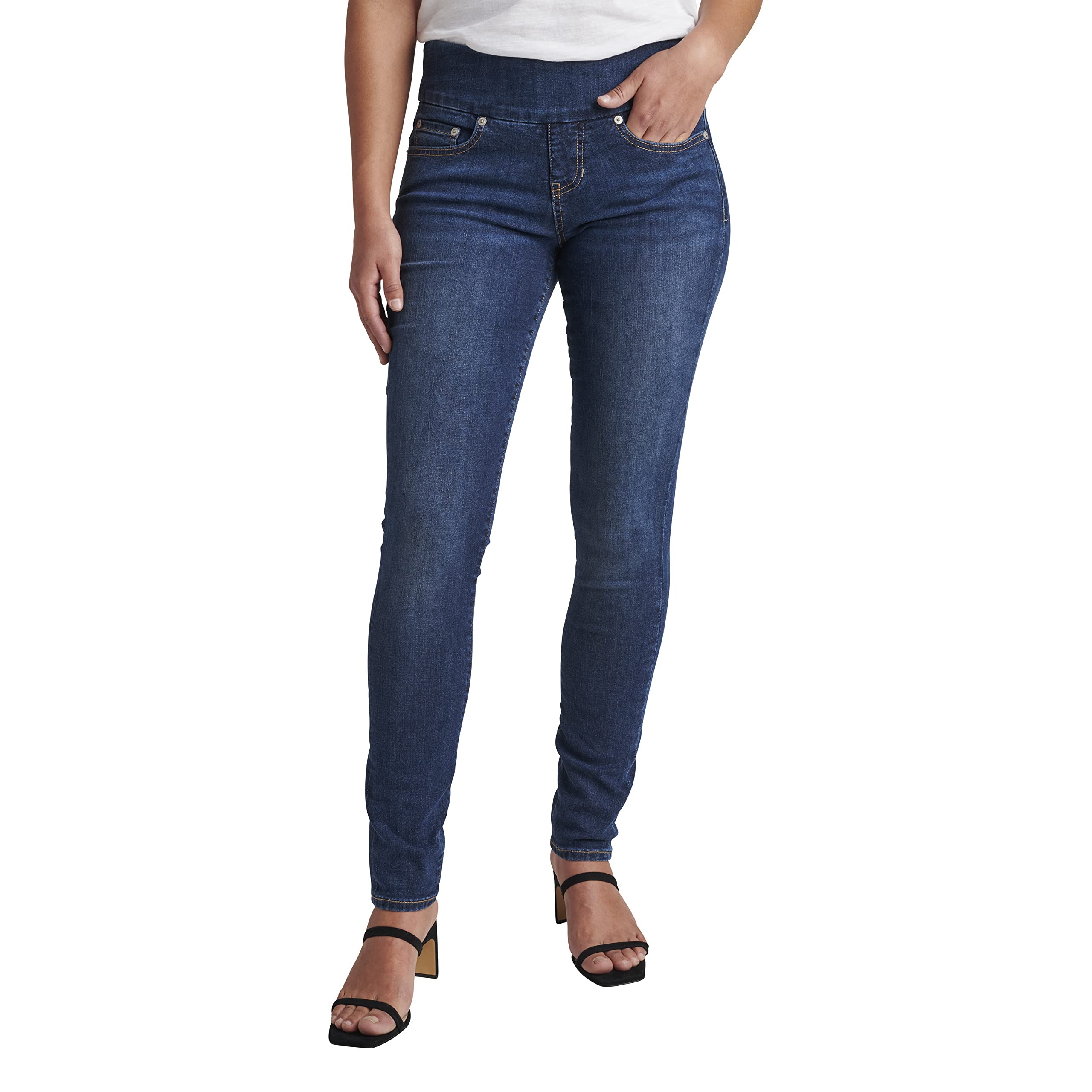 JAG Women's Nora Mid Rise Skinny Pull-on Jeans in Anchor Blue - Stretch Comfort Denim Pants for Casual Wear, Work & Everyday Outfits