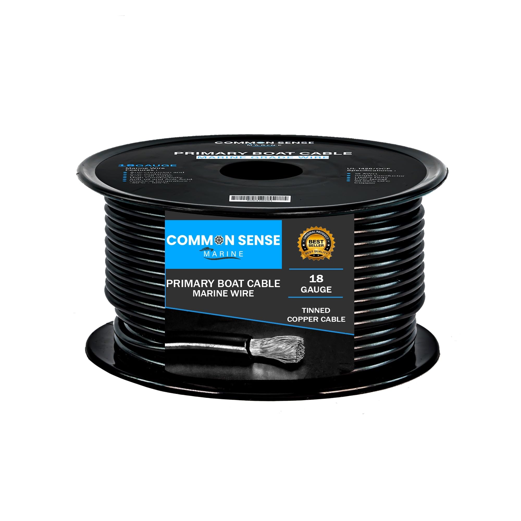 18 Gauge Primary Boat Cable - 1000 ft Marine Grade Tinned Oxygen-Free Copper Wire - 18 AWG UL 1426 Standard PVC Wire for Boats, Automotive, Speakers, Campers & Trailers - Perfect for Marine Electrical Systems, RV Wiring, and Audio Installations