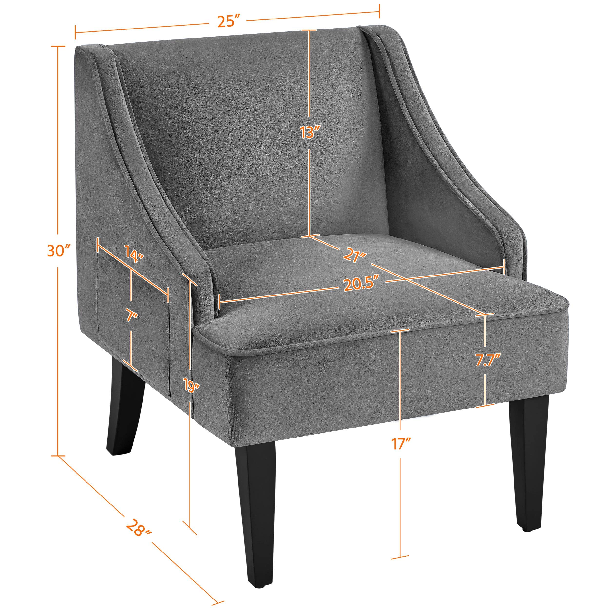 Yaheetech 2-Piece Gray Barrel Accent Chairs Set with Storage Pockets & Rubberwood Legs - Retro Armchairs for Bedroom, Home Office, Living Room - Perfect for Reading Nooks, Guest Seating & Small Space Decor