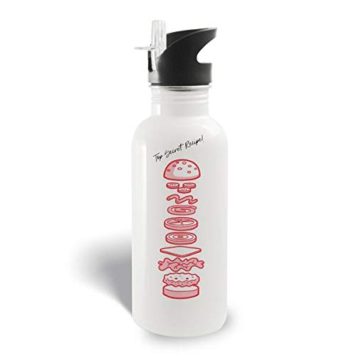 SpongeBob SquarePants The Krusty Krab Secret Recipe 20oz Insulated Water Bottle with Straw & Leak-Proof Screw Top - Perfect for School, Gym, Travel & Outdoor Adventures