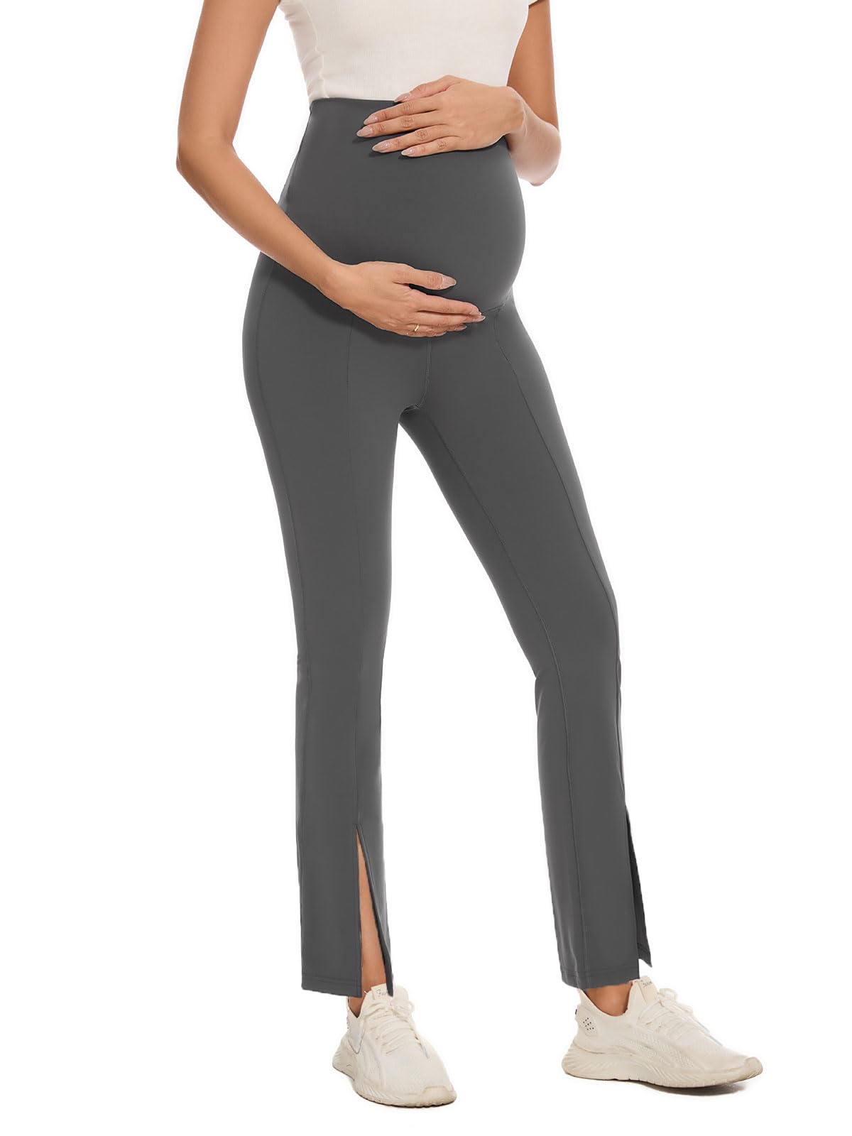 Liu & Qu Maternity Flare Leggings - Over The Belly Bootcut Pregnancy Yoga Pants for Workout, Soft & Stretchy Comfort - Perfect for Prenatal Exercise, Yoga, and Everyday Wear