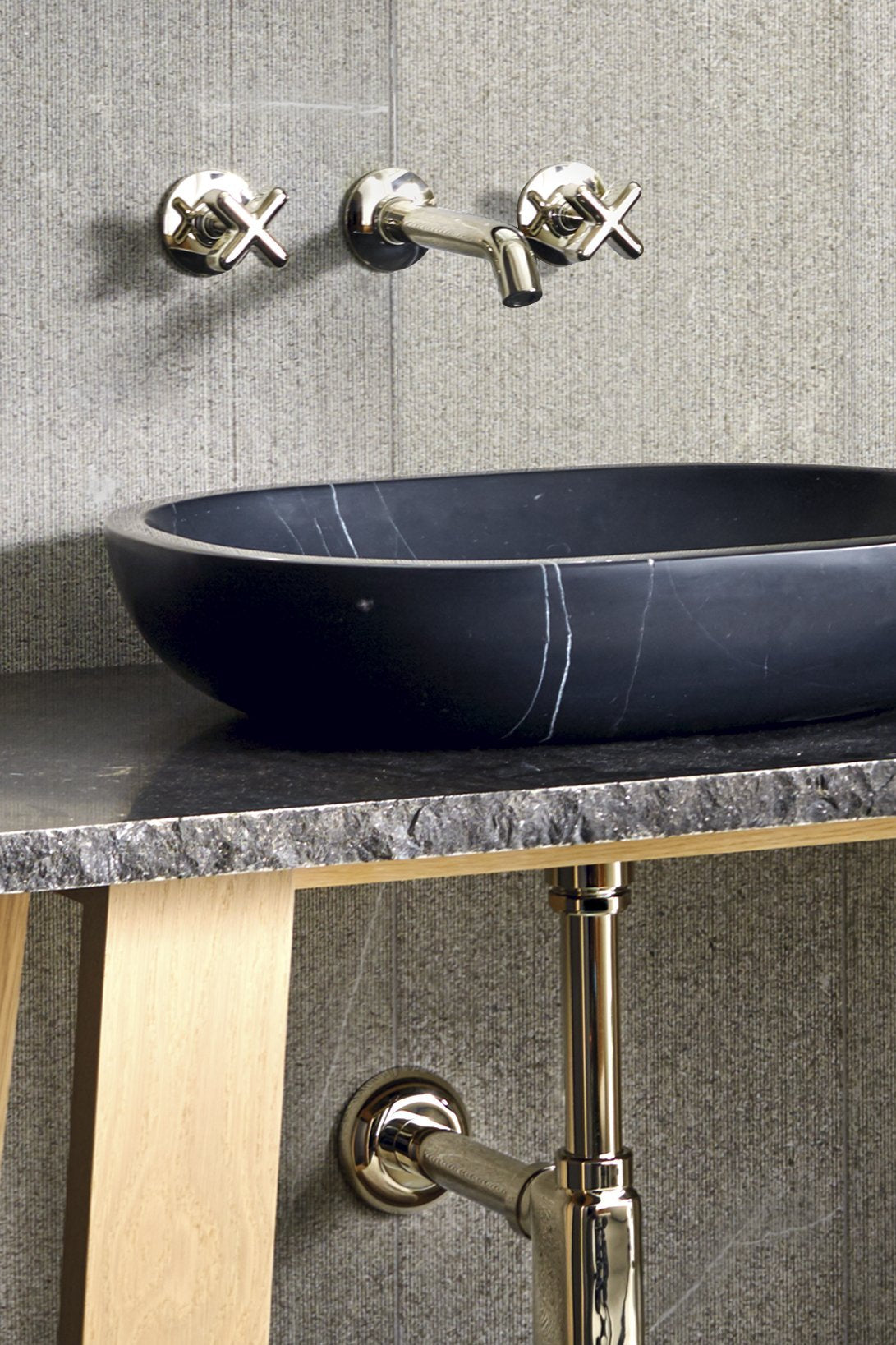 Wall Mounted Bathroom Faucet .25 GPM - Matte Nickel Finish with Metal Cross Handles - Perfect for Small Sinks, Powder Rooms & Water Conservation