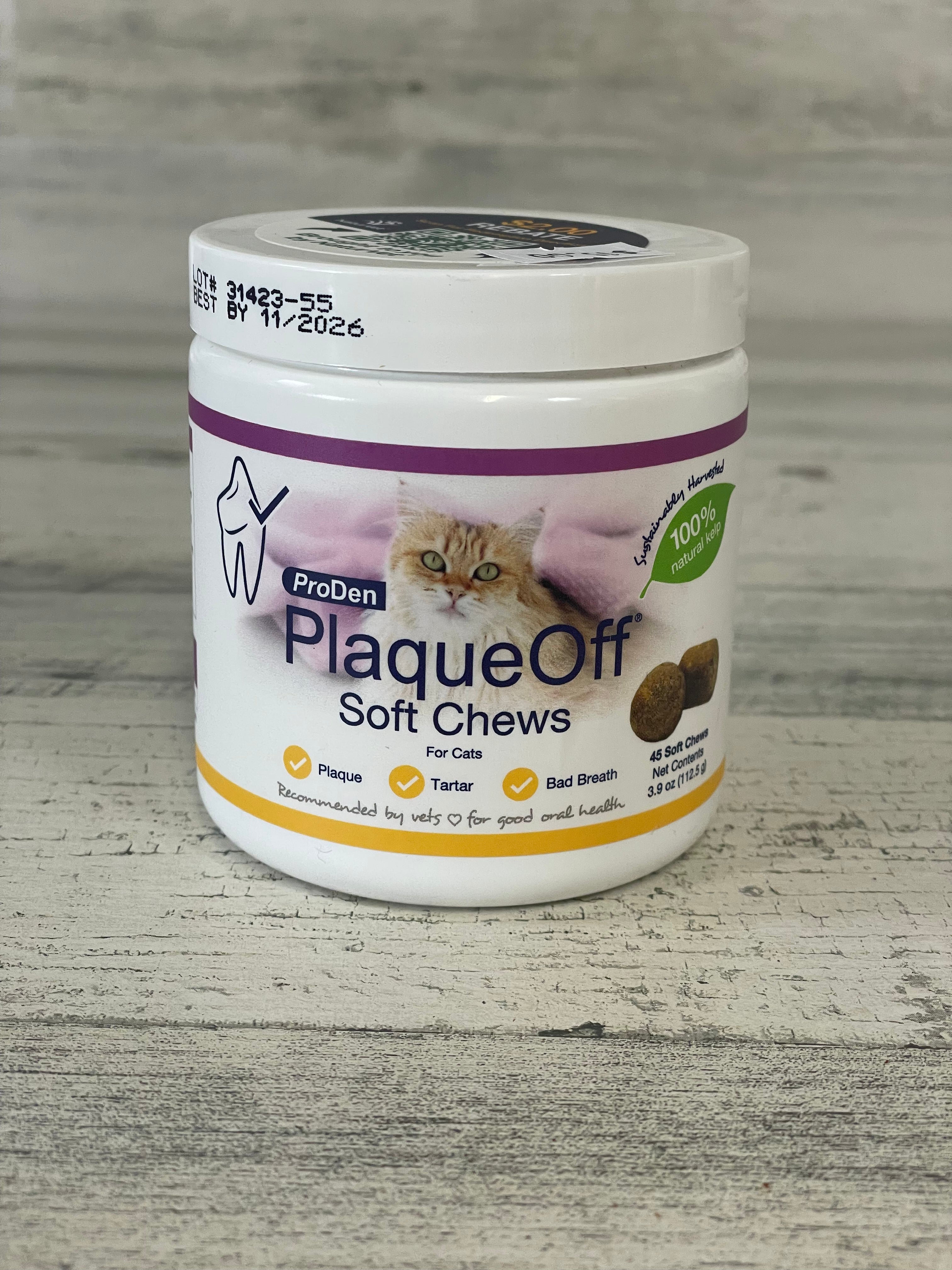 ProDen Plaque Off Soft Chews for Cats - 45 Count Dental Treats for Tartar Control & Fresh Breath | Perfect for Daily Oral Care & Vet Recommended Cat Dental Health