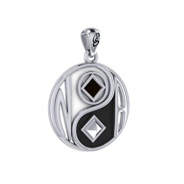 AA NA Recovery Pendant - Sterling Silver Yin Yang Necklace for Addiction Sobriety & Spiritual Balance | Perfect for 12-Step Meetings & Daily Wear