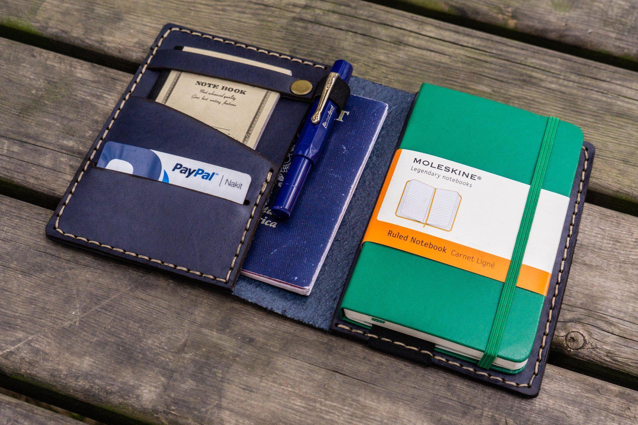 Premium Leather Rhodia A6 Notebook Cover - Navy Blue | Durable Vegan Leather Journal Cover for Writing, Sketching & Note Taking | Perfect Gift for Students, Professionals & Artists