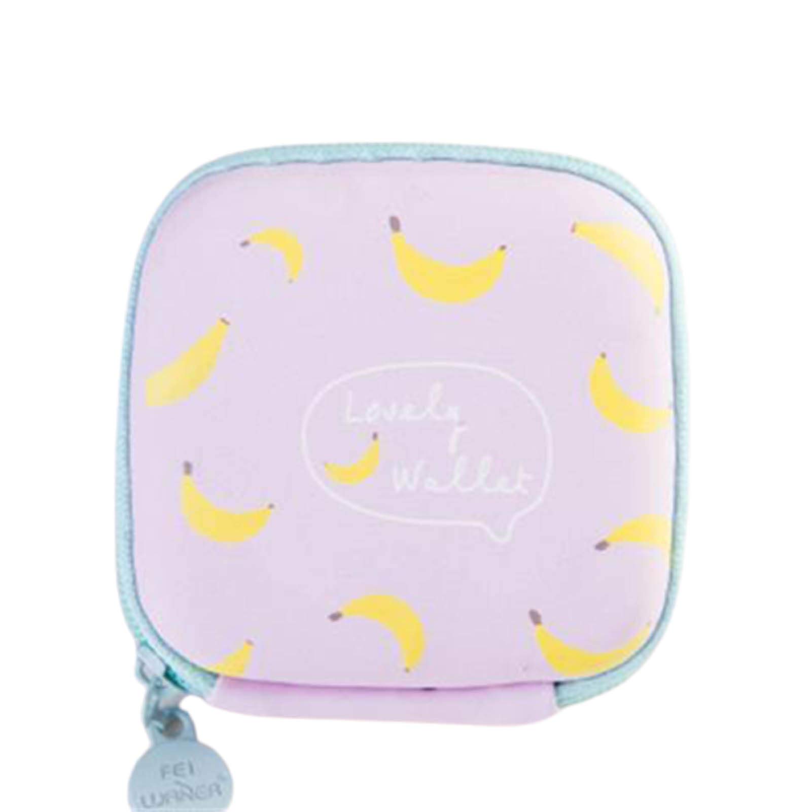 HEVIRGO Bluetooth Headphone Case Cover - Wireless Earbuds Protective Storage Pouch with Charging Cable Holder - Cute Banana Fruit Pattern Design - Perfect for Travel, Gym & Daily Use