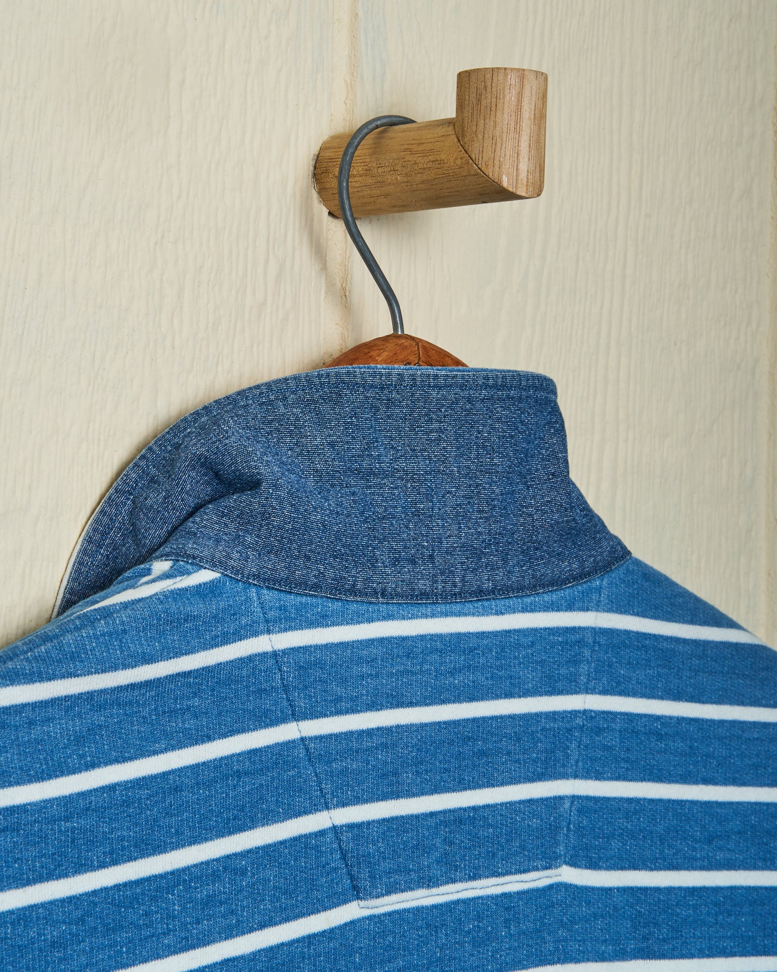 Premium Heavyweight Long Sleeve Indigo Polo Shirt - ¾