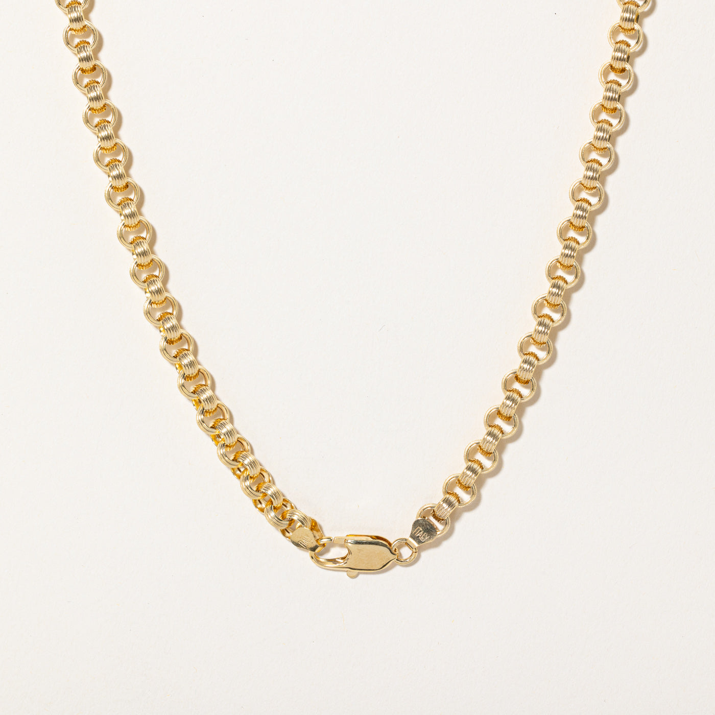 14K Yellow Gold Textured Rolo Chain Necklace - 18 Inch Durable & Elegant Jewelry for Women, Perfect for Daily Wear, Gifts & Special Occasions