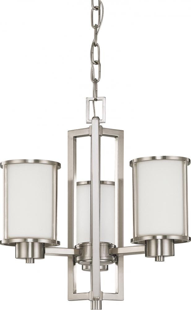 Nuvo Lighting 60/2851 3-Light Brushed Nickel Chandelier - Elegant Dining Room & Bedroom Ceiling Light Fixture for Modern Home Decor