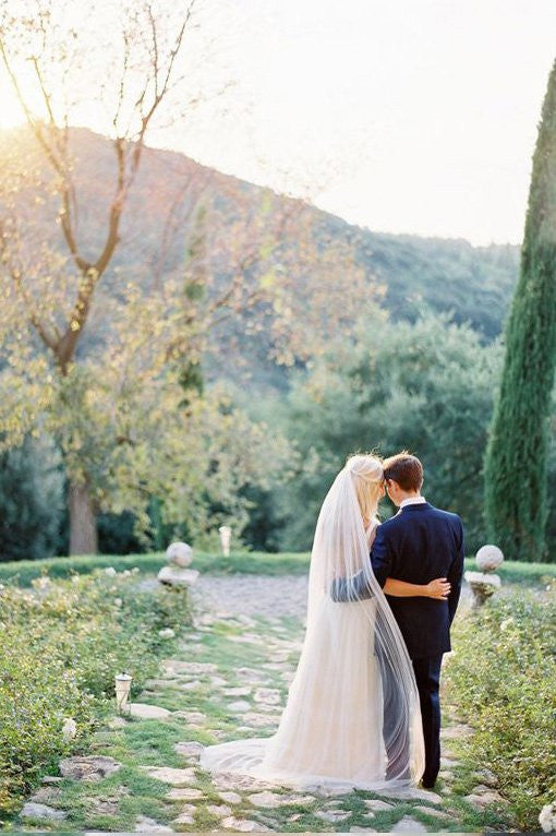 Fabienne Silk Tulle Single Layer Wedding Veil - Ivory, Off White or White - Perfect for Bridal Ceremonies & Romantic Photos