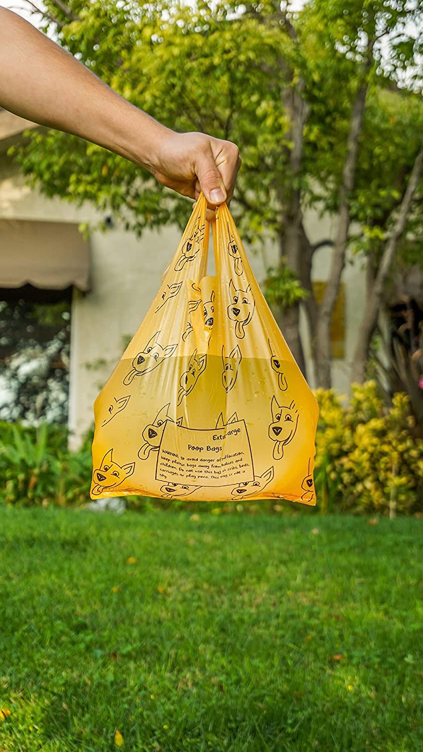Extra Large & Thick 20-Micron Dog Waste Bags with Handles - 350 Count Box for Large & Multiple Dogs | Durable Poop Bags for Park Walks, Backyard Cleanup & Travel