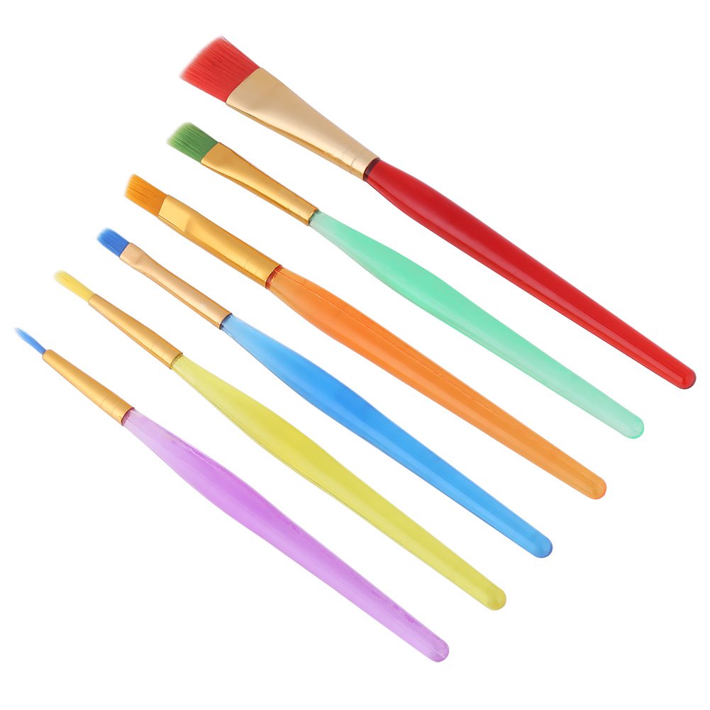 Sturdy Acrylic Paint Brushes for Kids - Colorful Flat Head Painting Brush Set, Arts & Crafts Supplies, Children's Art Supplies for School Projects & DIY Home Decor