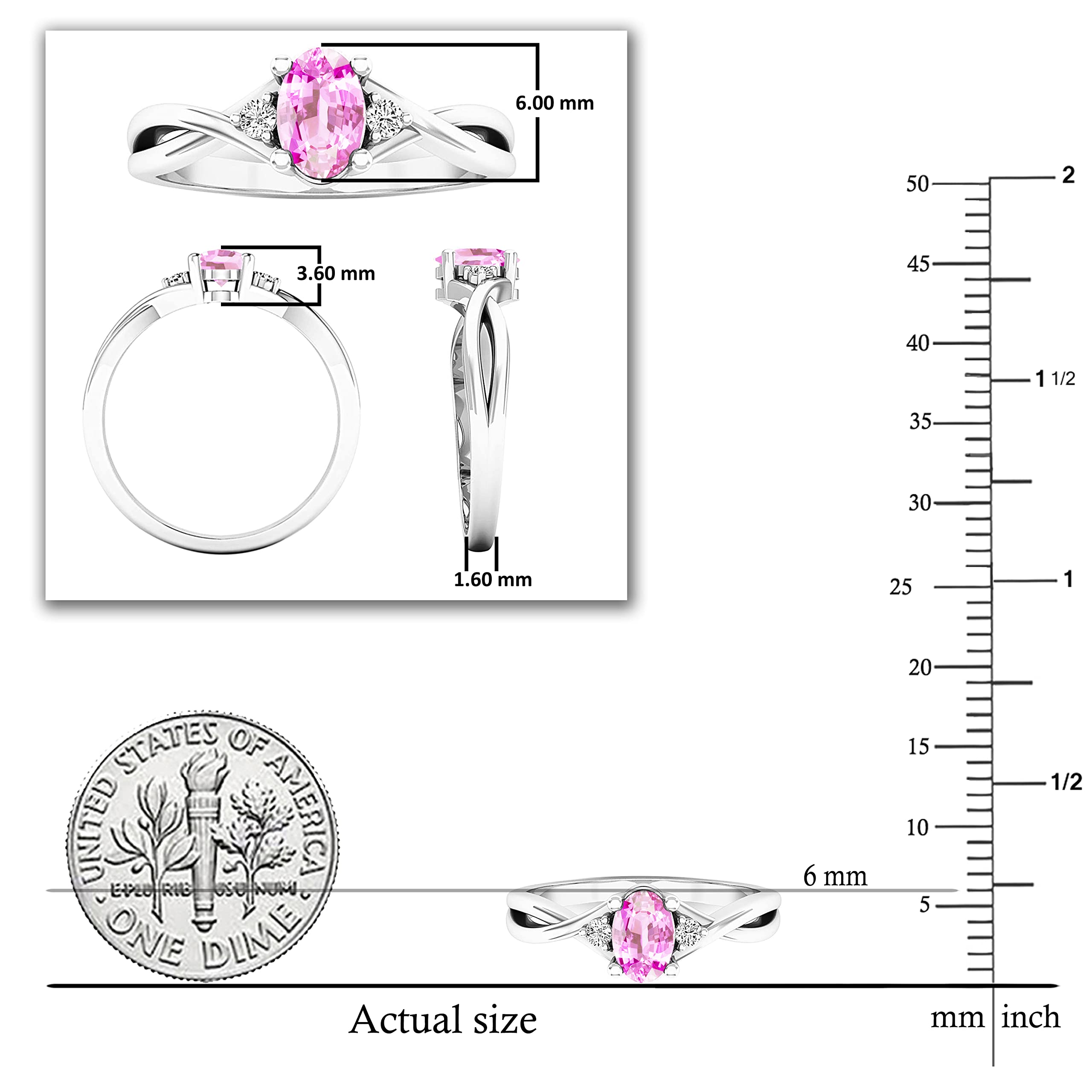 Dazzlingrock 14K White Gold Oval Gemstone & Round Diamond Engagement Ring for Women - 6X4mm, Elegant Wedding & Proposal Jewelry Gift