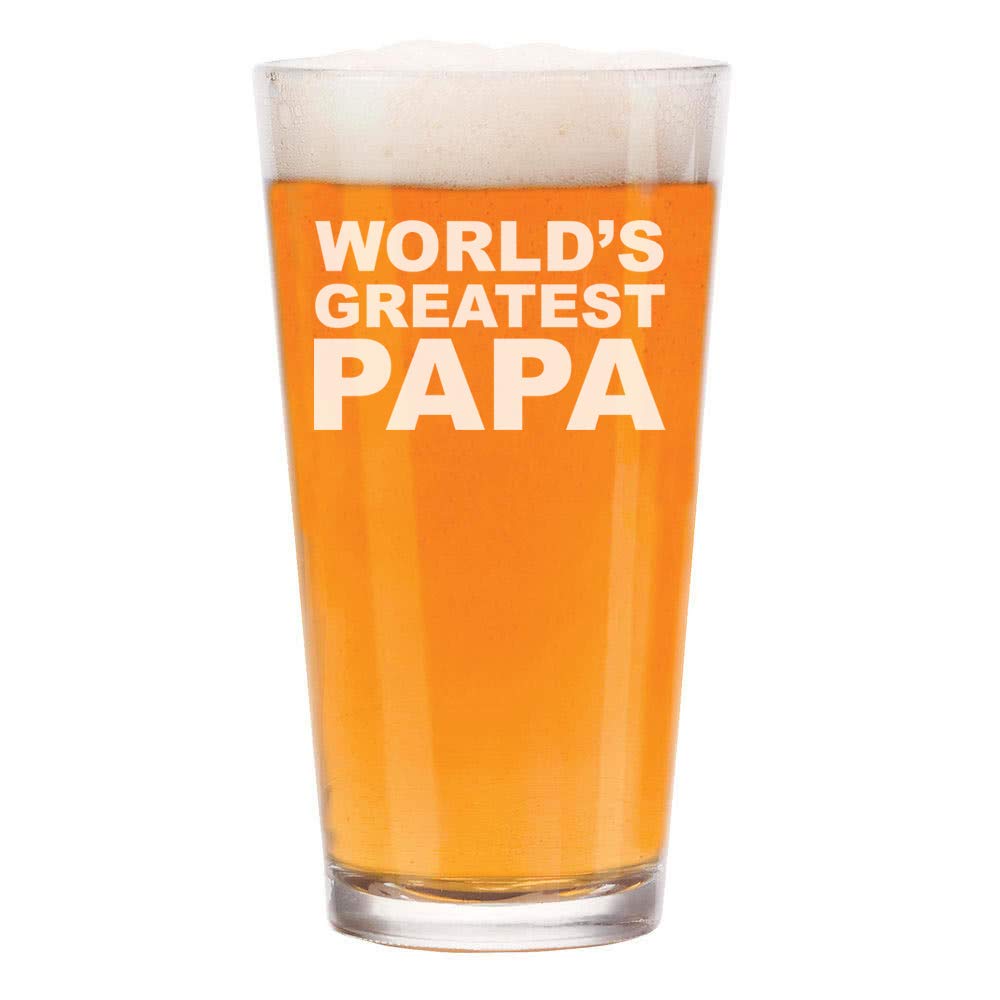 16 oz Beer Pint Glass - World's Greatest Dad - Durable Barware for Home, Parties & Gifts - Perfect for Father's Day, BBQ & Pub Nights