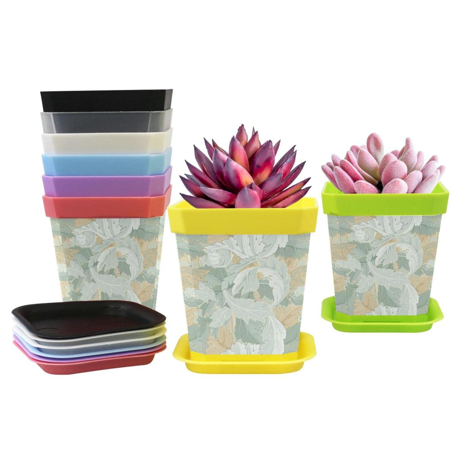 8 Pack Plant Pots with Drainage Holes & Saucers - Small Flower Pots for Indoor Plants, Succulents, Herbs | Perfect for Home Decor, Office Desk, Balcony Gardening