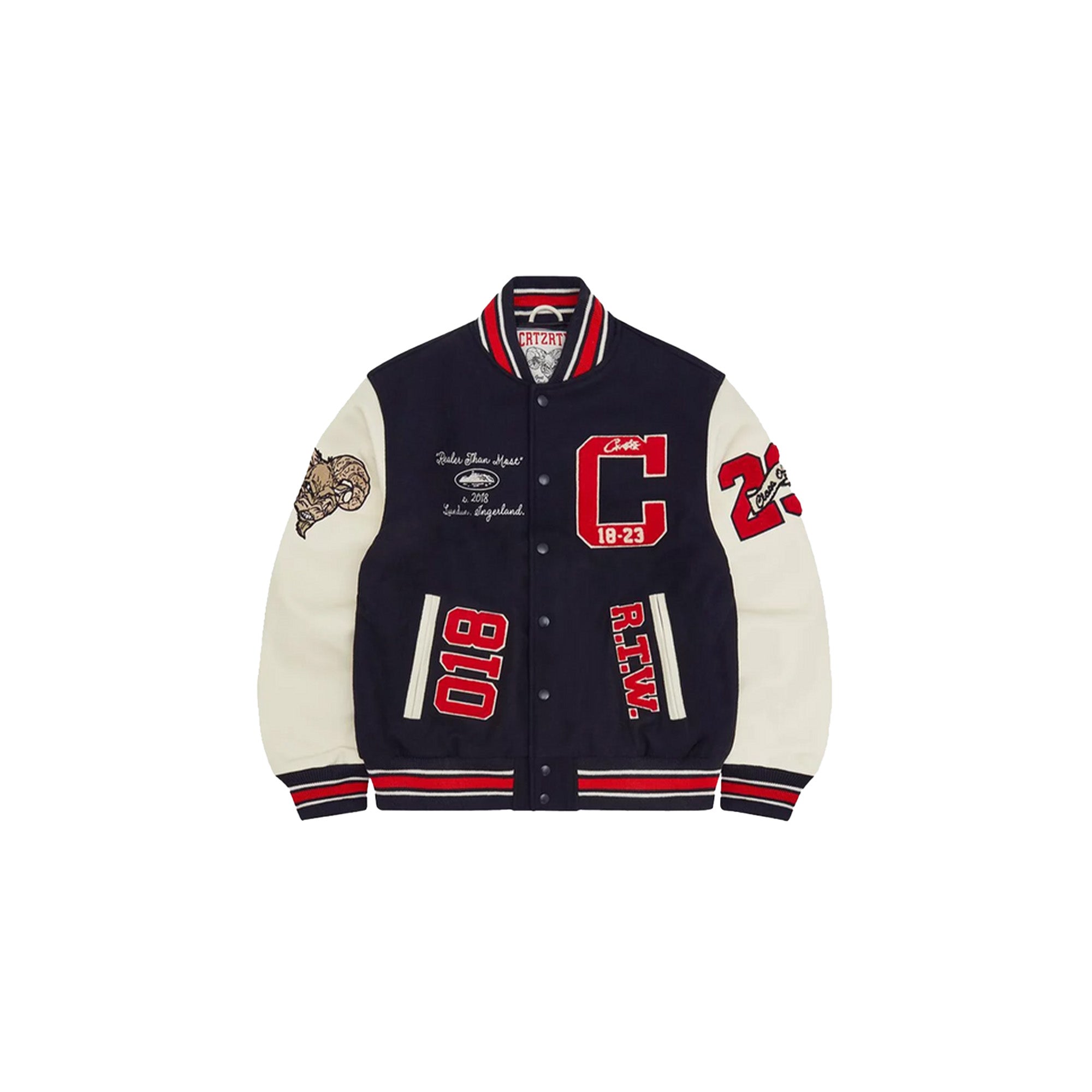 Corteiz Goat Varsity Jacket Navy Blue - Stylish Baseball Jacket for Men & Women - Perfect for Casual Wear, Street Fashion & Outdoor Activities