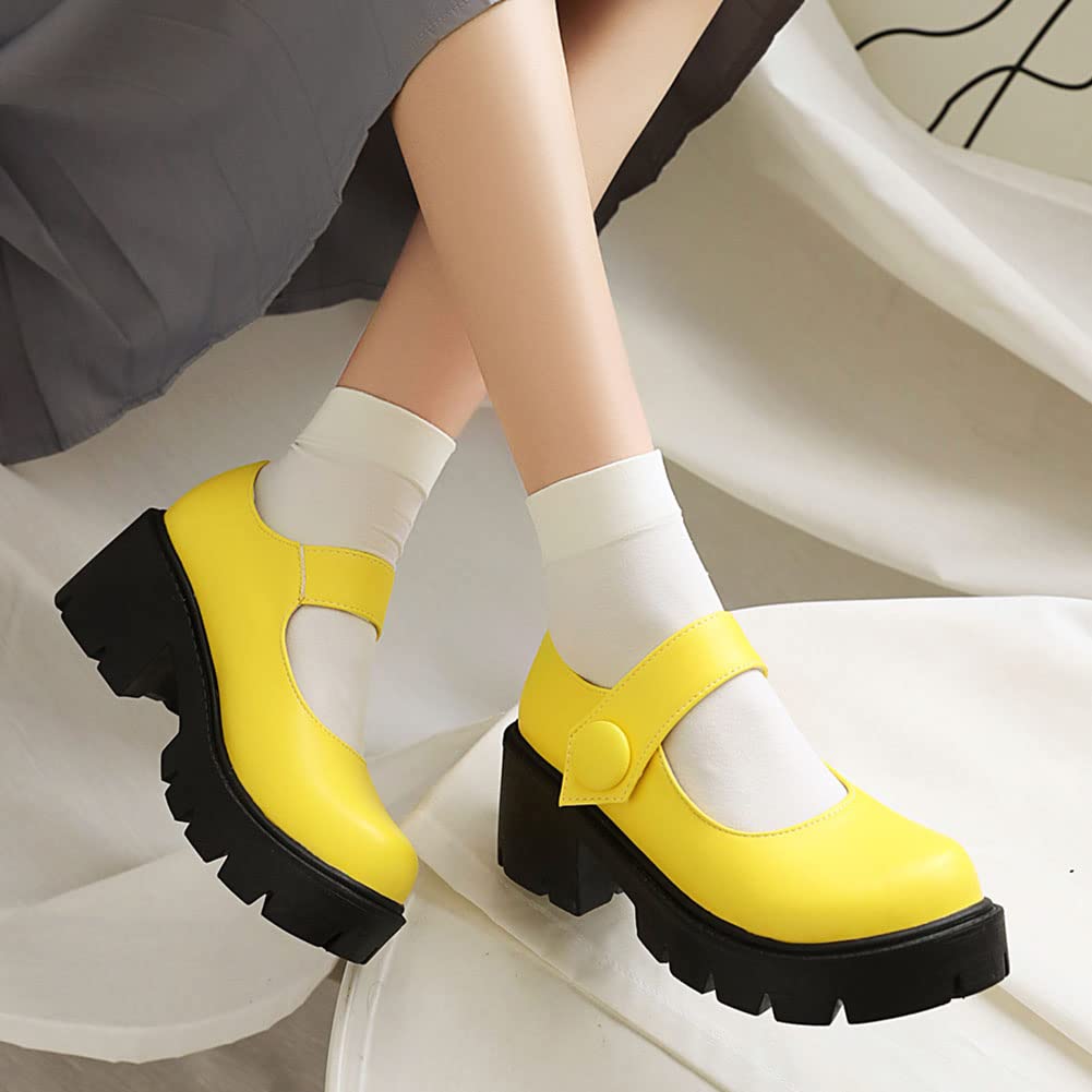 Women's Mary Jane Platform Shoes - Chunky Heel Lolita Style School Shoes for Casual Wear & Cosplay