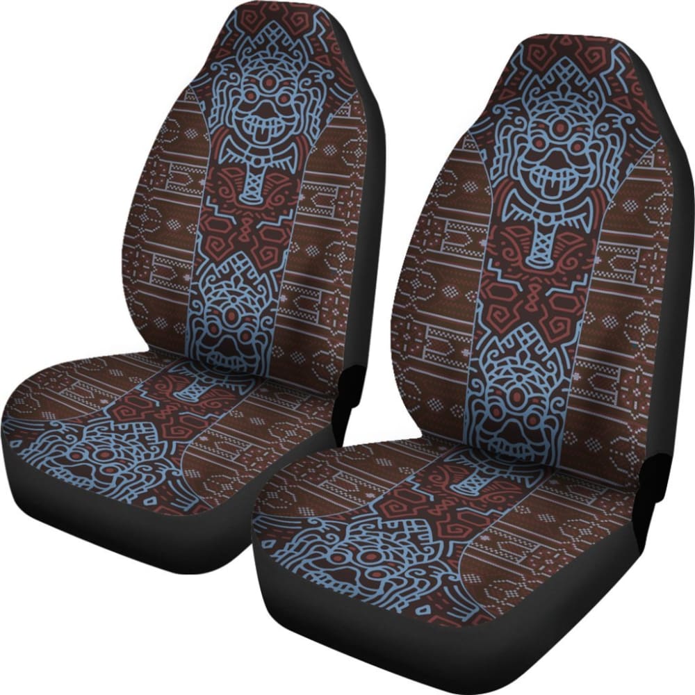 Premium Aztec Elephant Print Car Seat Covers - Brown & Blue Design | Universal Fit for Cars, Trucks & SUVs | Waterproof & Durable Protection for Road Trips & Daily Commutes
