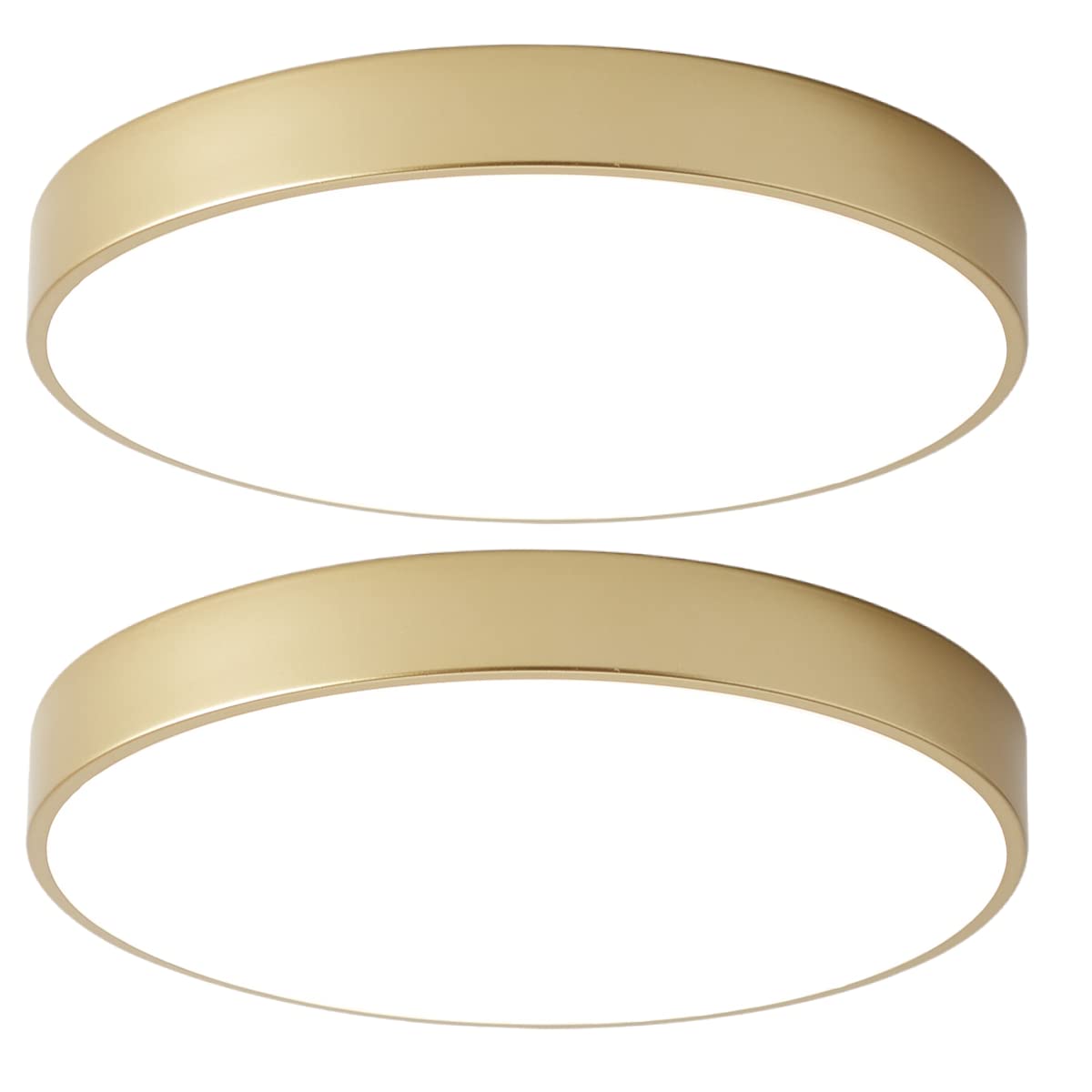 Wheatronic 2 Pack 12 Inch Gold LED Flush Mount Ceiling Light Fixture, 24W 5CCT Adjustable Close-to-Ceiling Lighting for Bathroom, Bedroom, Hallway, Kitchen, Living Room & Office - Energy Saving Modern Interior Design