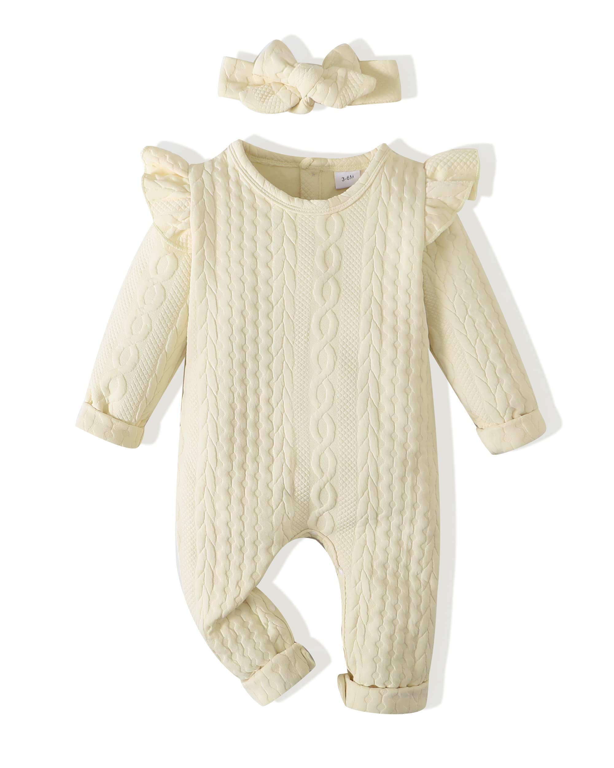 Soft Cotton Linen Romper Outfits for Newborn Baby Girls - Ruffled Jumpsuit with Solid Colors | Perfect for Photoshoots, Playdates & Special Occasions