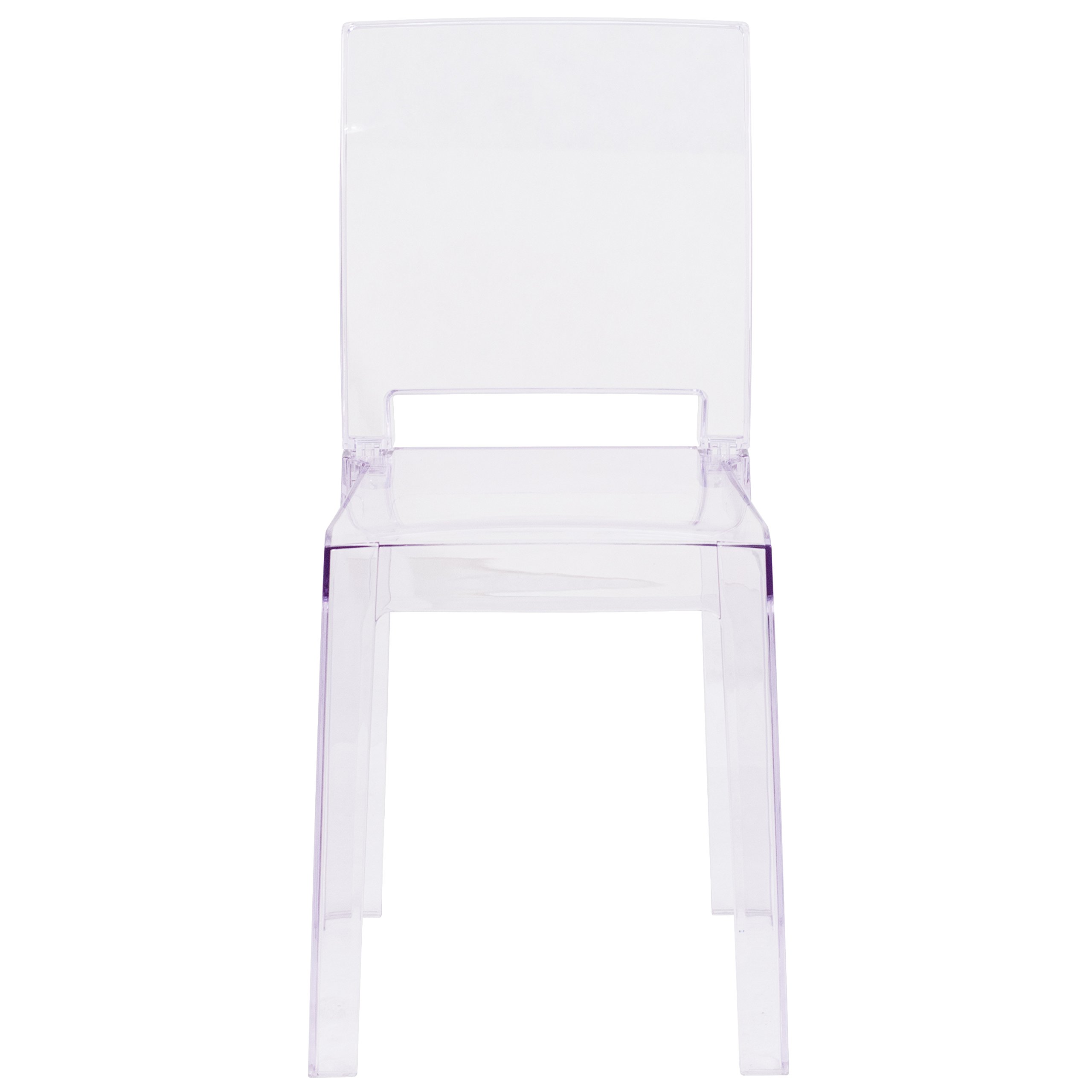 Flash Furniture Emilie Ghost Chair - Clear Crystal Square Back Modern Dining Chair for Kitchen, Dining Room, and Office | Stylish Transparent Seating Solution