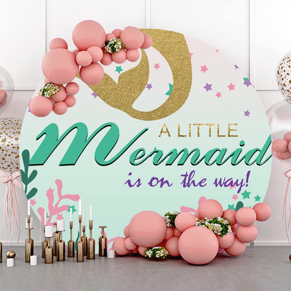 Yeele 6x6ft Mermaid Theme Baby Shower Backdrop - Golden Mermaid Tale Ocean Underwater Photo Background for Girls Birthday Party, Cake Table Decorations | Perfect for Baby Showers, Birthday Parties & Under the Sea Themed Events
