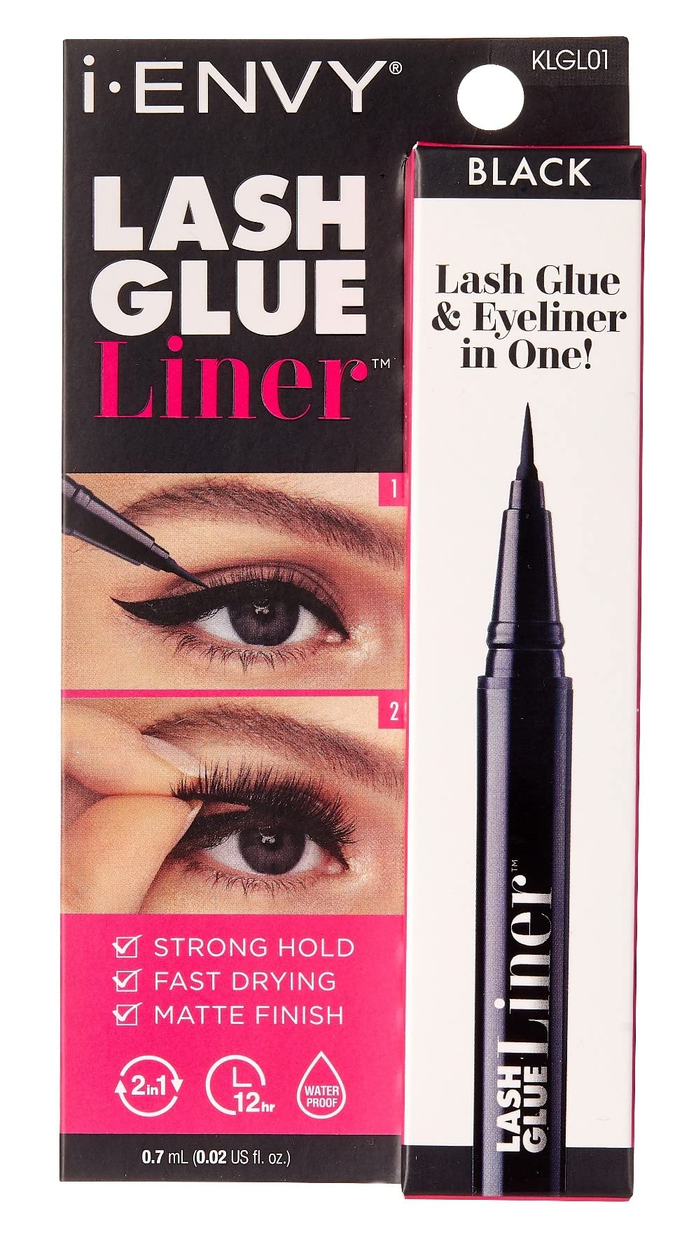 KISS I Envy Lash Glue & Eyeliner - Black 0.02oz | Waterproof False Eyelash Adhesive | Perfect for Daily Wear & Special Occasions