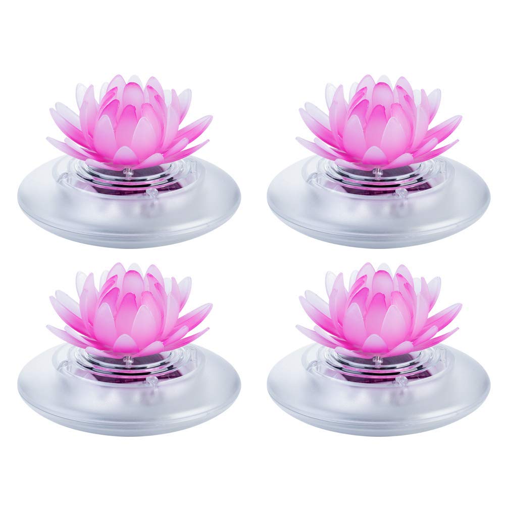 **Pearlstar Solar Floating Pool Lights - 4 Pack Waterproof Color Changing LED Garden Lotus Lamps for Outdoor Swimming Pools, Lily Ponds, Yard & Patio Decor - Perfect for Nighttime Pool Parties & Backyard Ambiance**