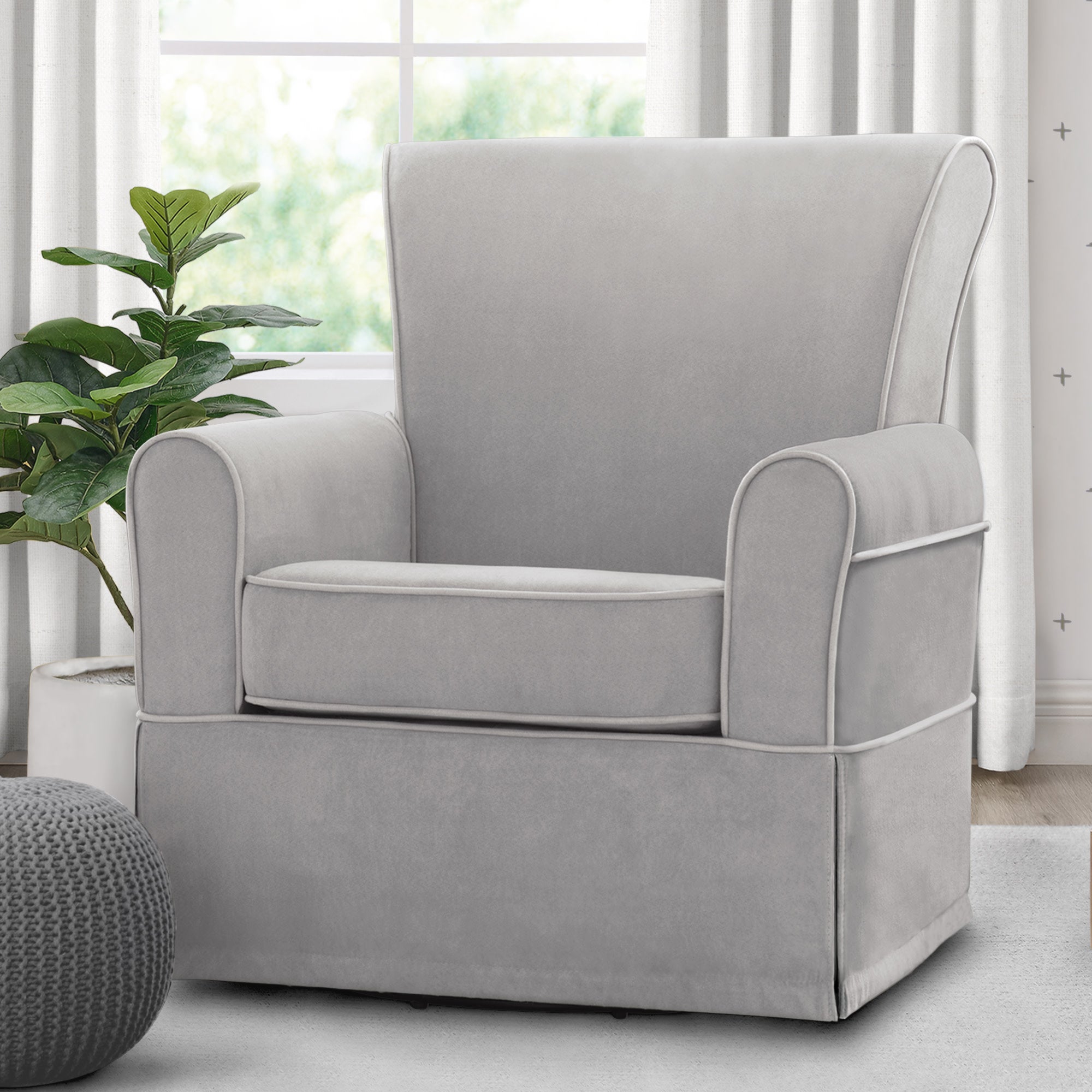 Benbridge Upholstered Glider Recliner Chair - Comfortable Nursery Rocking Chair with Padded Seat and Back Support - Perfect for Baby Nurseries, Living Rooms & Bedrooms