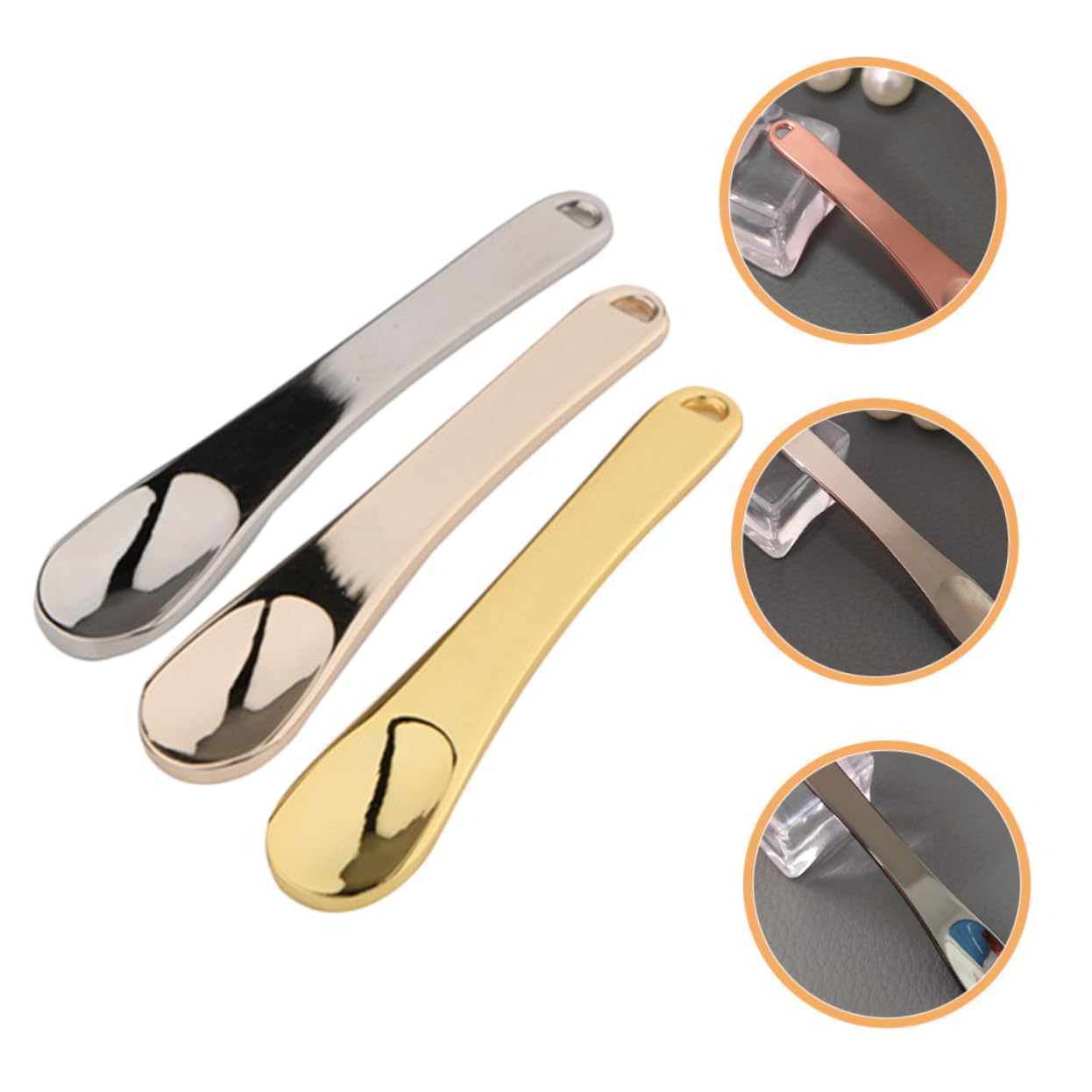 3Pcs Zinc Alloy Cosmetic Spoons - Facial Massage & Skincare Tools for Makeup, Lotion Application & Beauty Routine | Perfect for Spa, Home Skincare & Professional Use