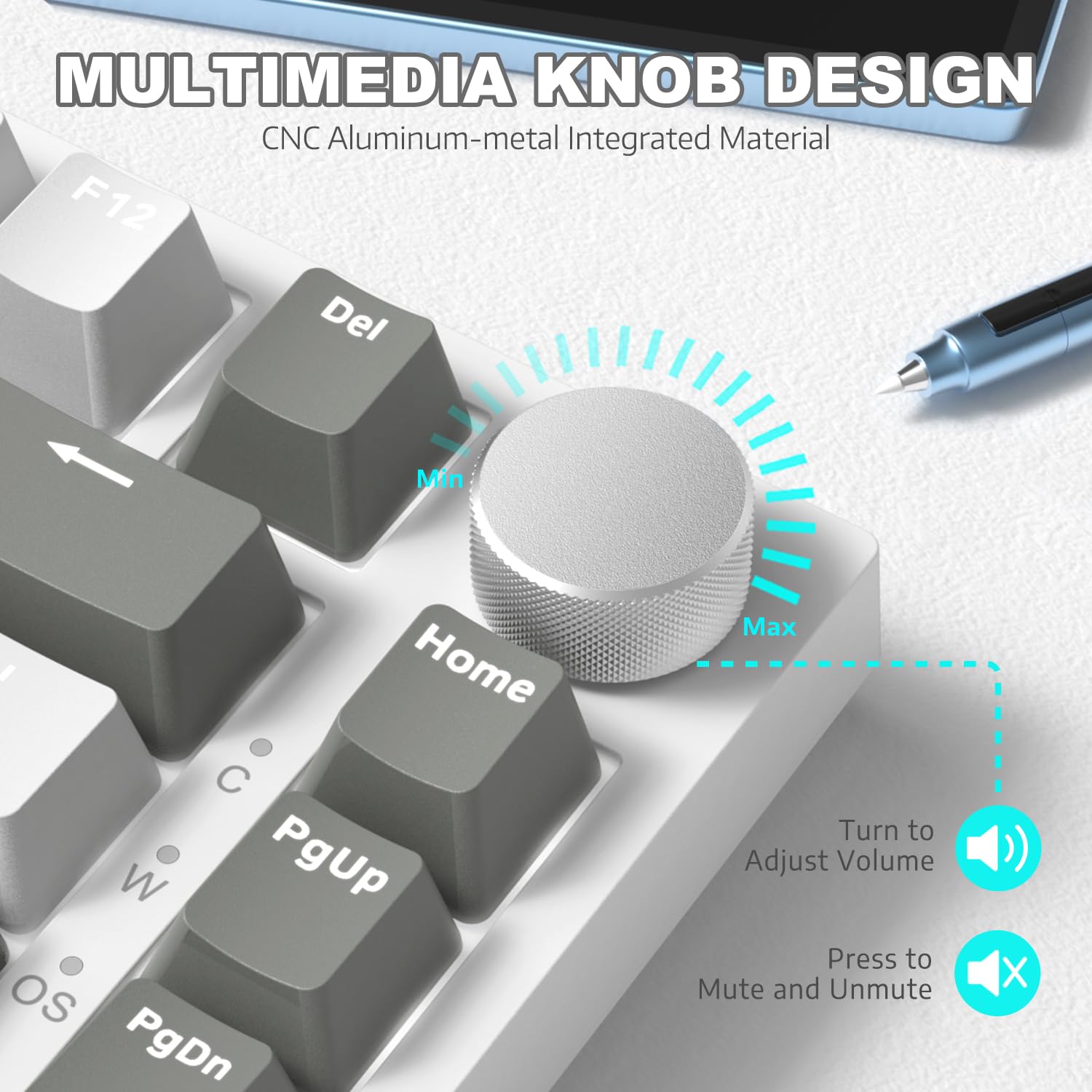 ATTACK SHARK X Ajazz AK820 75% Hot-Swappable Mechanical Gaming Keyboard with Rotary Knob for PC/Mac Gamers