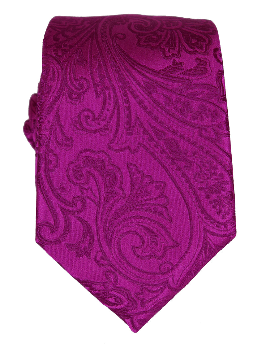 DÉCLIC Classic Paisley Tie for Men - Stylish Magenta Silk Necktie - Perfect for Weddings, Business Meetings & Formal Occasions