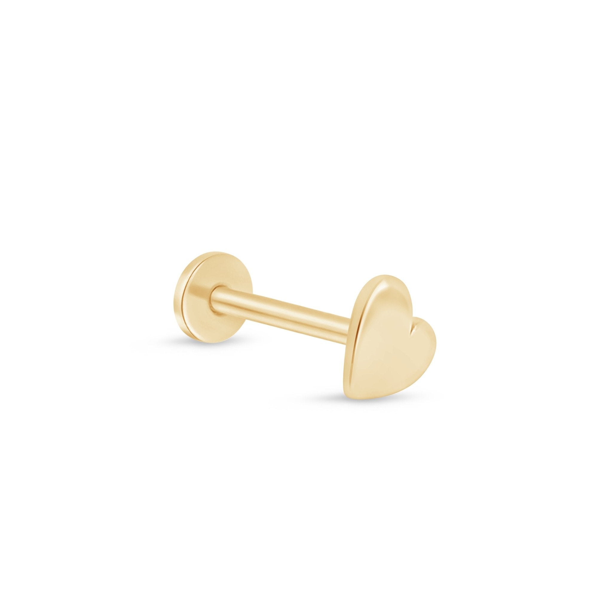 Minimalist Heart Flat Back Stud Earrings in Solid 14k Yellow Gold - Perfect for Everyday Wear, Gifts & Special Occasions