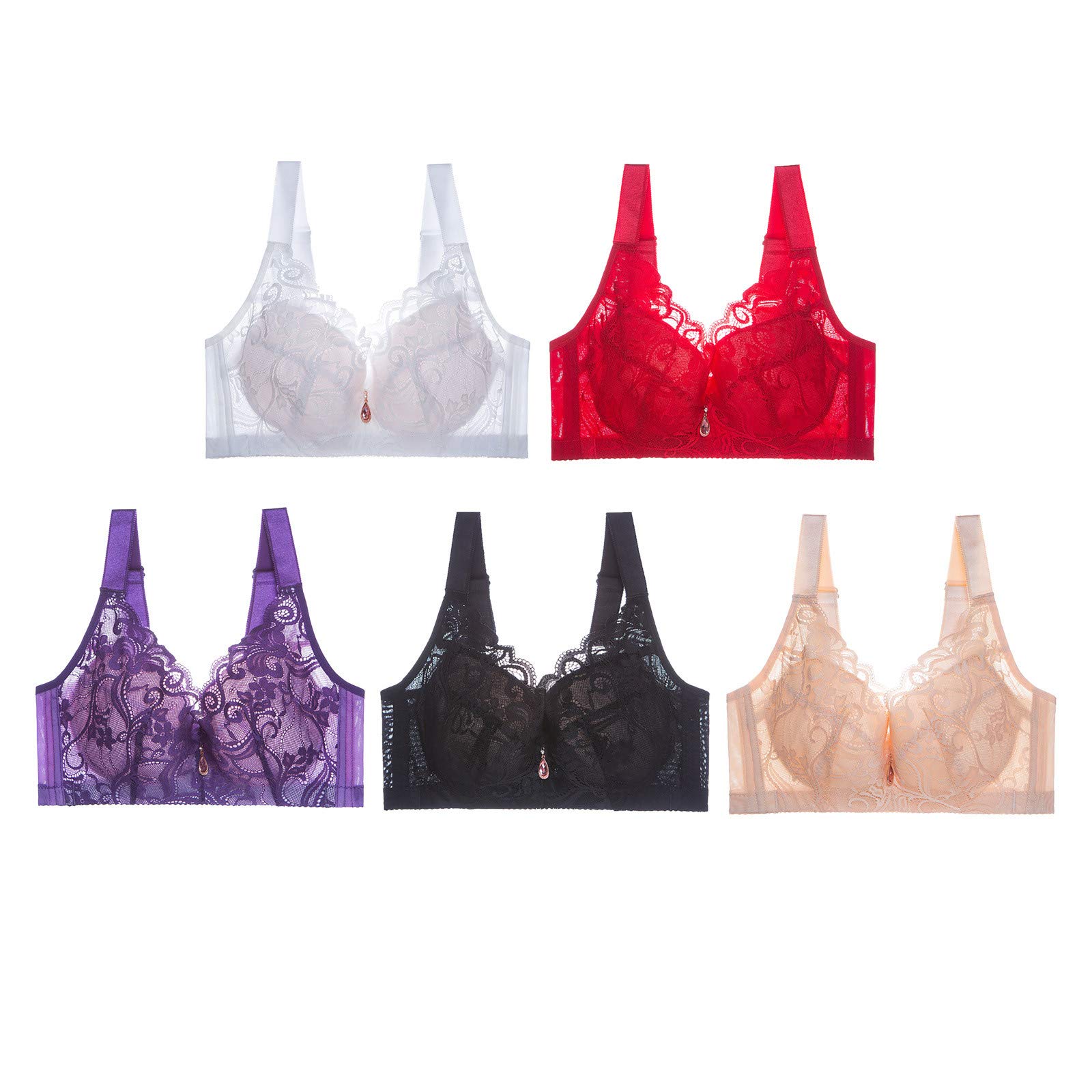 5PC Women's Sexy Steel Buckle Underwear Ring - Thin Front & Back Design, Wireless Cotton Bras for Comfort - Perfect for Daily Wear, Lingerie Sets & Intimate Moments