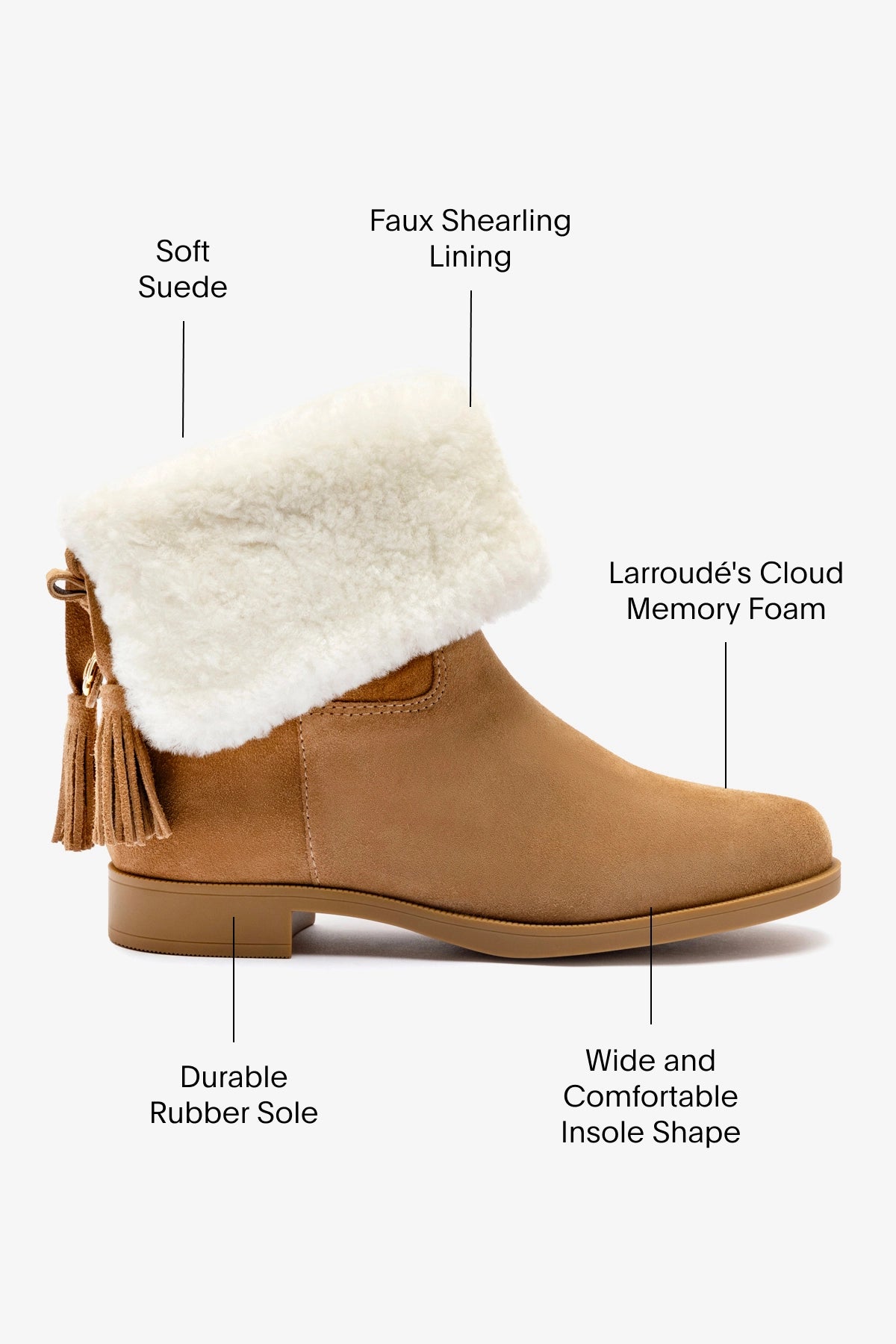 Verbier Bootie in Peanut Suede & Natural Shearling - Women's Winter Ankle Boots for Casual Outings & Cold Weather Fashion