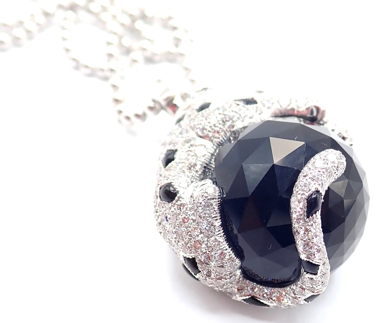 Cartier Panthere 18k Gold Diamond Emerald Onyx Pendant Necklace - Luxury Jewelry for Women, Perfect for Evening Gala & Special Occasions