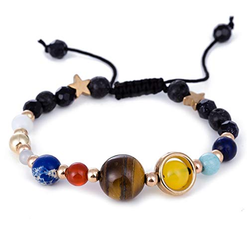 Vesna Natural Stone Beaded Chakra Bracelet for Men & Women - Universe Solar System Planets Yoga Bracelet - Meditation, Spiritual Healing & Fashion Jewelry (001-13)